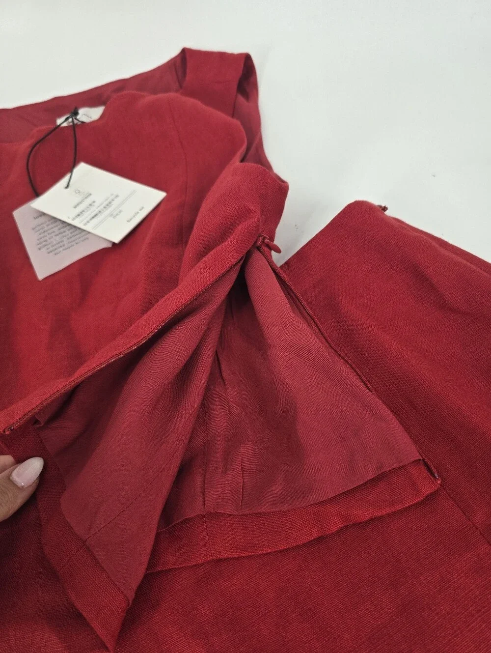 Reformation Grace Linen Two Piece Skirt Set in Sundried Tomato Red Size 4 NEW
